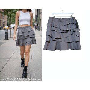 NEW Y2K Mossimo Mini Skirt 14 Linen Blend Asymmetric Tiered Ruffle Playful